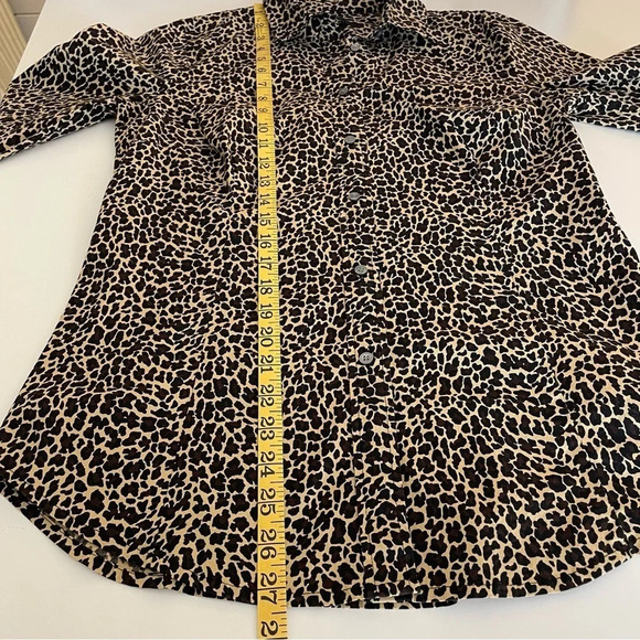 J Crew Curvy Leopard Print Button Up Blouse 4T Cotton Long Sleeve Office Career - Picture 5 of 13